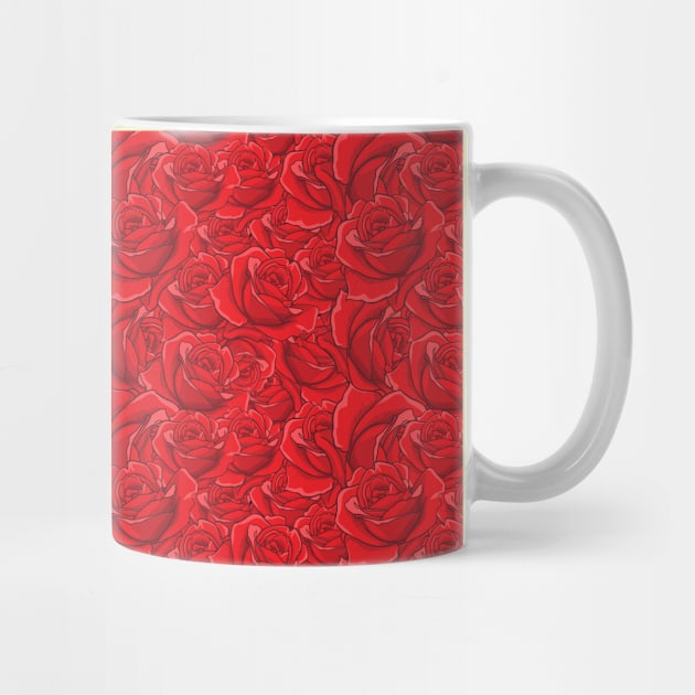 Roses on Red Pattern by RockabillyM